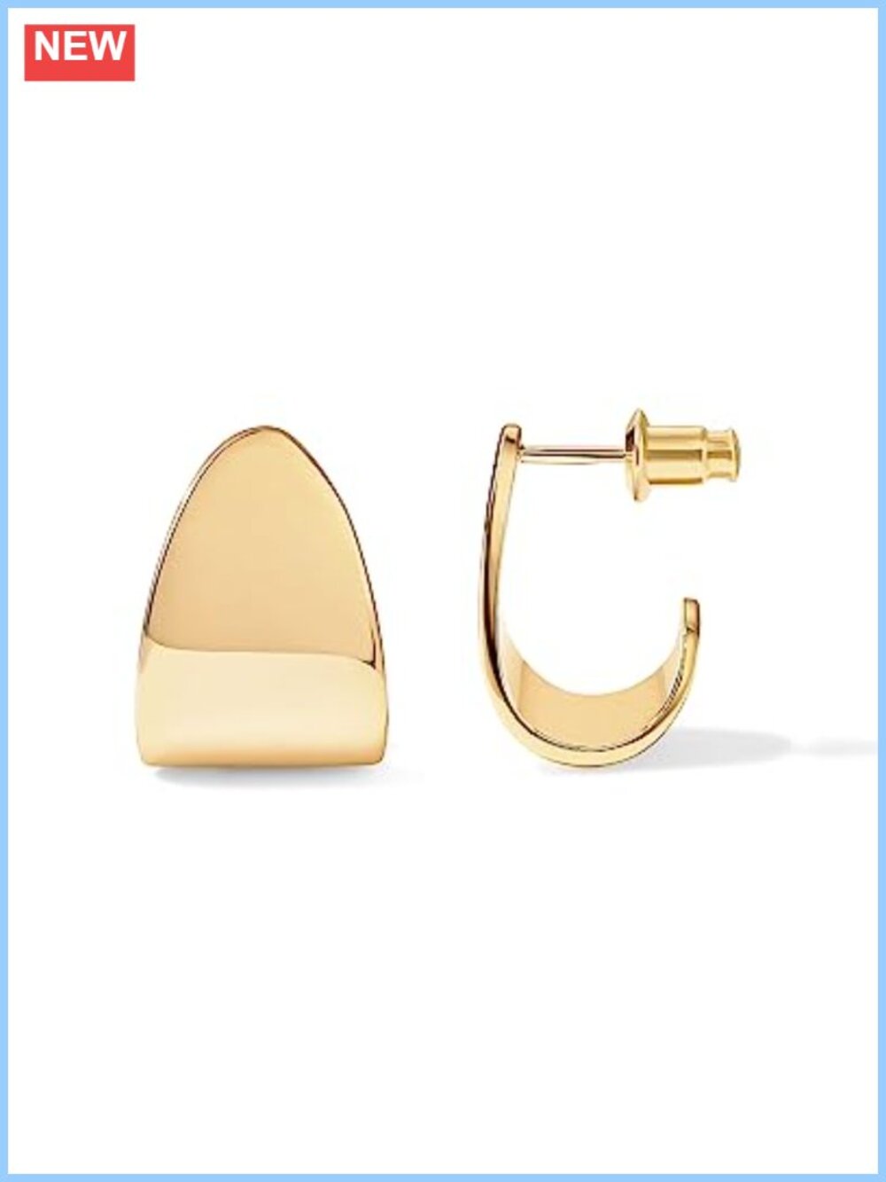 14K Gold Plated Chunky Hoop Earrings Statement Dome Huggie